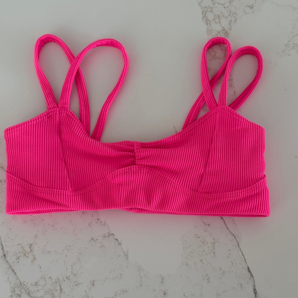FIVE DANCEWEAR-Vibrant Pink Ribbed Bralette